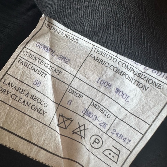 Classic Black Mens Pant Suit 100% Wool Dark Grey Blue Stripes - Picture 6 of 7